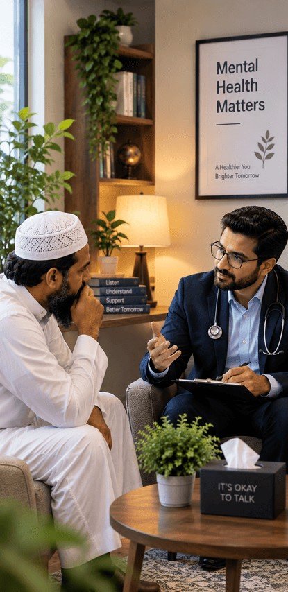 A psychiatric consultation in a professional consulting room